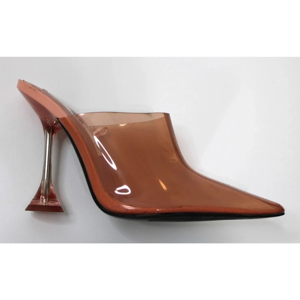 ZARA Clear High Heels Size 37 Vinyl Transparent & Pink Pointy Toe 6/6.5 - Picture 3 of 8